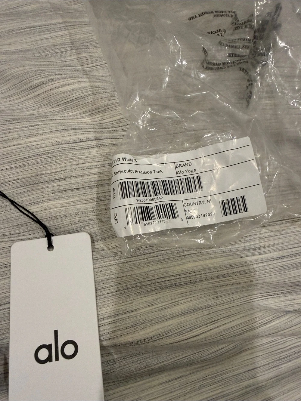 ALO Yoga White soft sculpt precision Scoop Tank with Center Logo on back